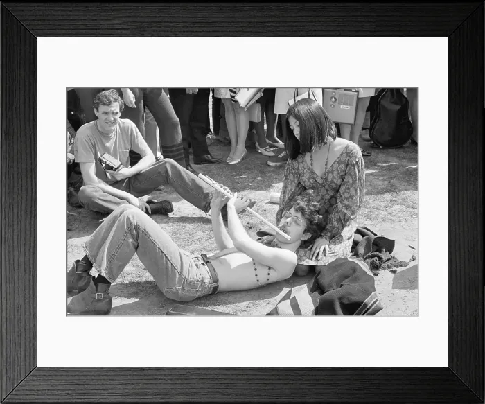 Framed Print : Yippie Lying with His Head in Girl's Lap Framed Print : Yippie Lying with His Head in Girl's Lap