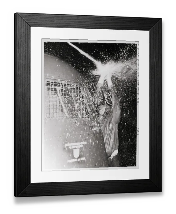 Framed Print : Demonstrator Blocks Water Cannon Framed Print : Demonstrator Blocks Water Cannon