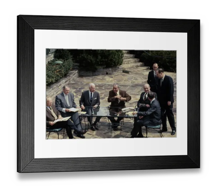 Framed Print : President Johnson And Advisors At Camp David Framed Print : President Johnson And Advisors At Camp David