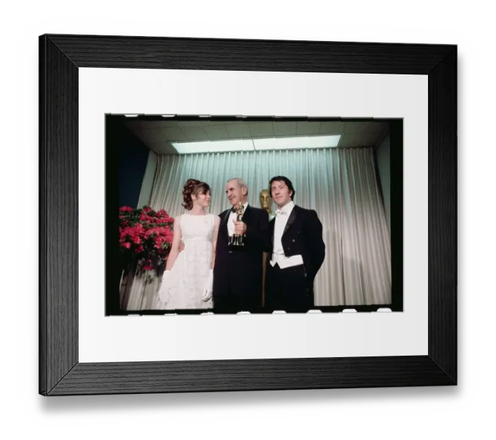 Framed Print : Burnett Guffey Holding His Trophy While Posing With Movie Stars Framed Print : Burnett Guffey Holding His Trophy While Posing With Movie Stars