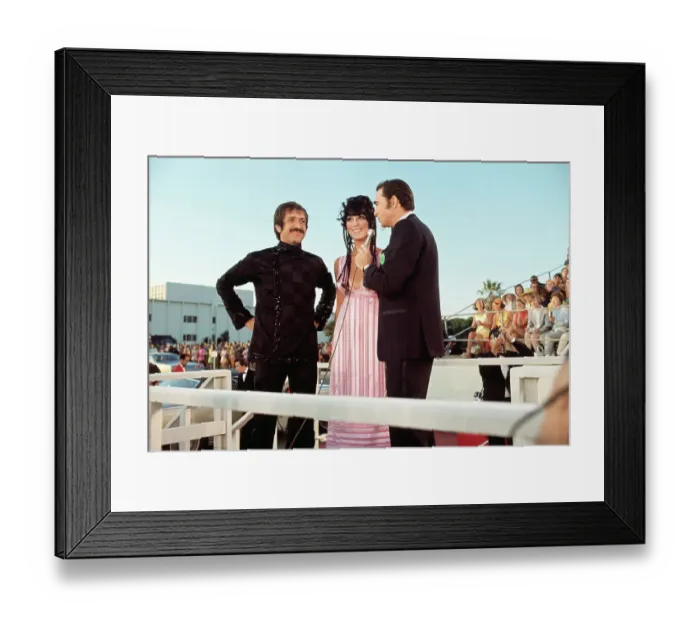 Framed Print : Sonny and Cher Being Interviewed at Academy Awards Framed Print : Sonny and Cher Being Interviewed at Academy Awards