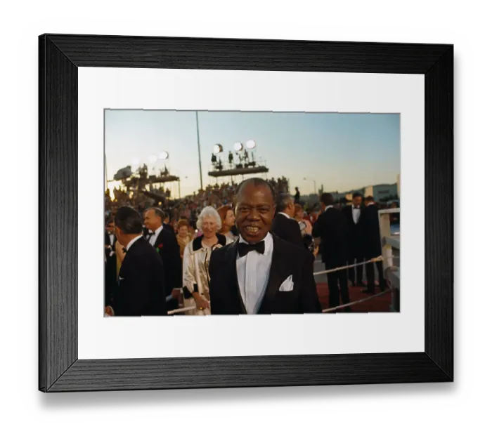 Framed Print : Louis Armstrong Smiling for Camera Outside of Academy Awards Theater Framed Print : Louis Armstrong Smiling for Camera Outside of Academy Awards Theater