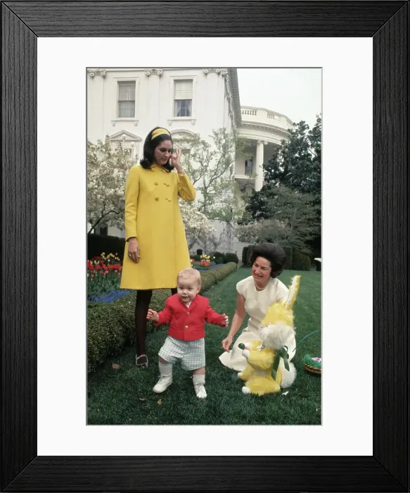 Framed Print : Lady Bird Johnson and Daughter with Young Patrick Lyndon Nugent Outside Framed Print : Lady Bird Johnson and Daughter with Young Patrick Lyndon Nugent Outside