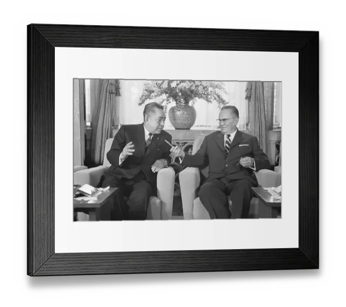 Framed Print : Josip Broz Tito Speaking with Eisaku Sato Framed Print : Josip Broz Tito Speaking with Eisaku Sato
