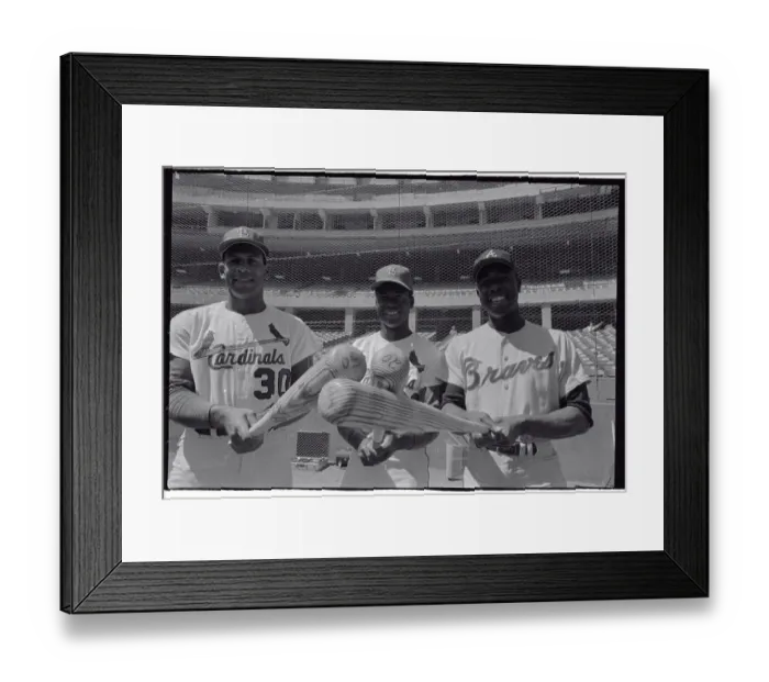 Framed Print : Baseball Champions Posing with Bats at Stadium Framed Print : Baseball Champions Posing with Bats at Stadium