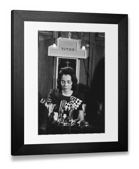 Framed Print : Distraught Coretta Scott King Pausing at Microphones Framed Print : Distraught Coretta Scott King Pausing at Microphones