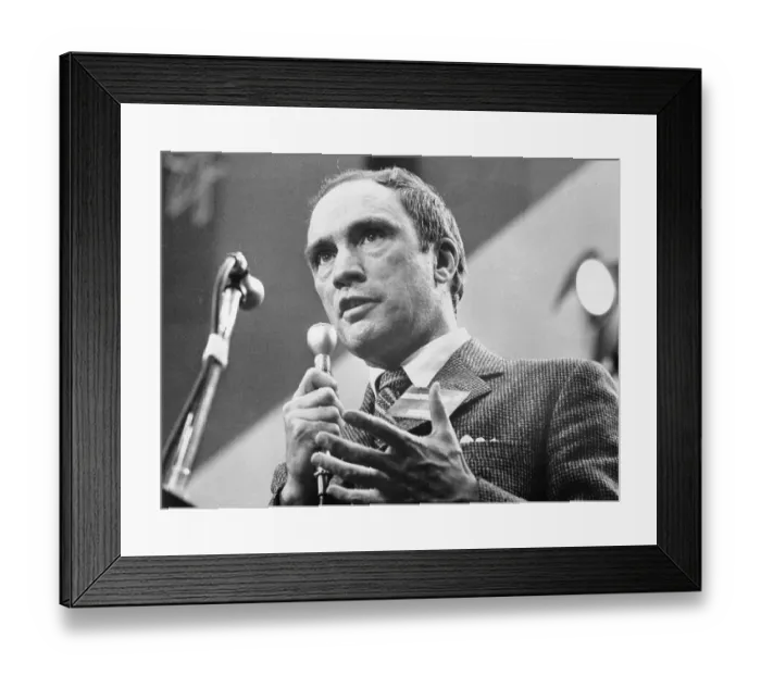 Framed Print : Pierre Elliot Trudeau Speaking into Microphone Framed Print : Pierre Elliot Trudeau Speaking into Microphone