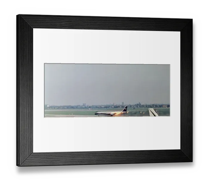 Framed Print : Burning Boeing 707 At London Heathrow Airport