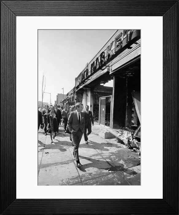 Framed Print : Robert F. Kennedy Touring Riot Damage Framed Print : Robert F. Kennedy Touring Riot Damage