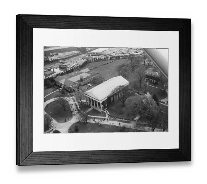 Framed Print : Aerial View Shows Winding Line Of People