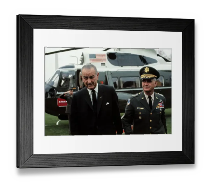Framed Print : Lyndon B. Johnson and William Westmoreland Leaving Helicopter Framed Print : Lyndon B. Johnson and William Westmoreland Leaving Helicopter