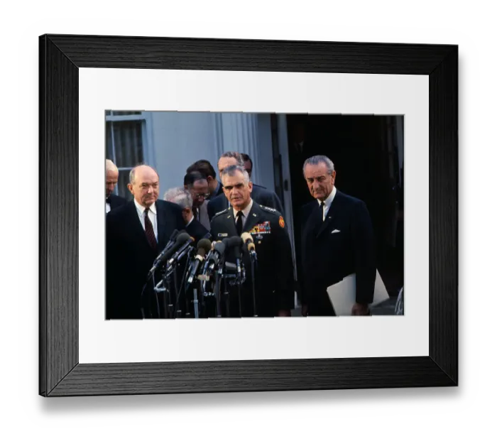 Framed Print : Lyndon Johnson and Officials at Press Conference Framed Print : Lyndon Johnson and Officials at Press Conference