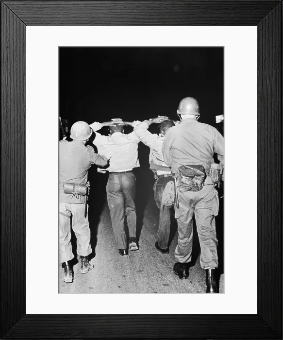 Framed Print : National Guardsmen Hustle Looters Framed Print : National Guardsmen Hustle Looters