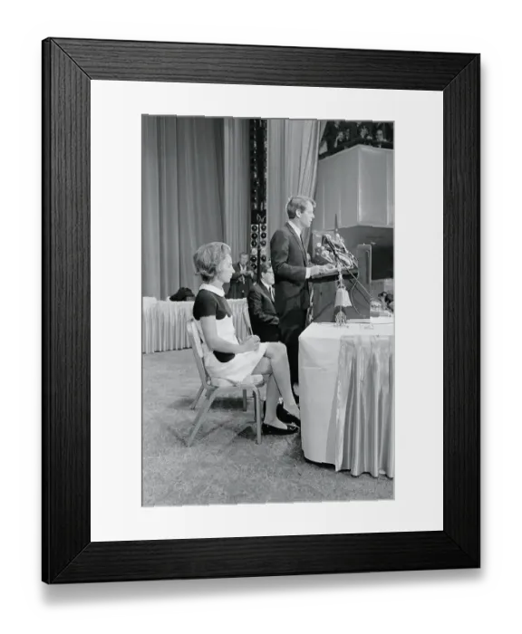 Framed Print : Robert F. Kennedy at Podium With Wife Sitting Nearby Framed Print : Robert F. Kennedy at Podium With Wife Sitting Nearby