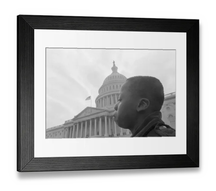 Framed Print : Young African American and US Capitol Framed Print : Young African American and US Capitol