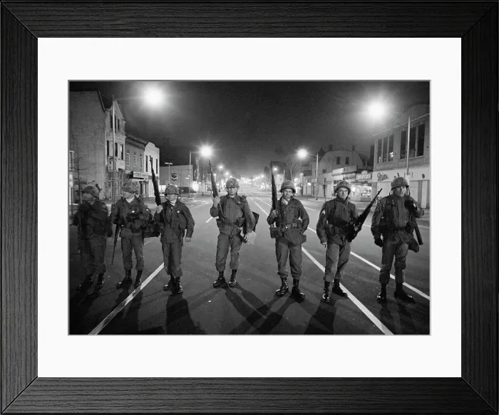 Framed Print : National Guard with Rifles During Riot Framed Print : National Guard with Rifles During Riot