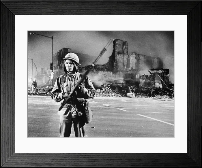 Framed Print : Federal Trooper on Washington, DC Street During Riots Framed Print : Federal Trooper on Washington, DC Street During Riots