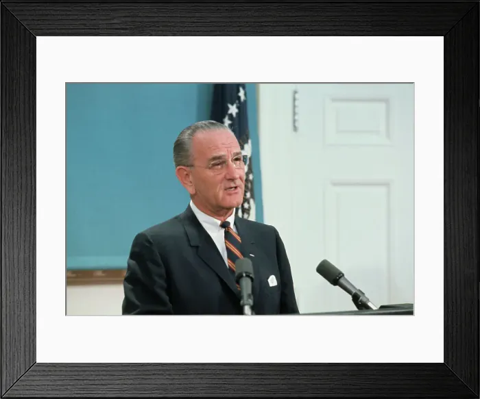 Framed Print : Lyndon B. Johnson at Microphone Framed Print : Lyndon B. Johnson at Microphone