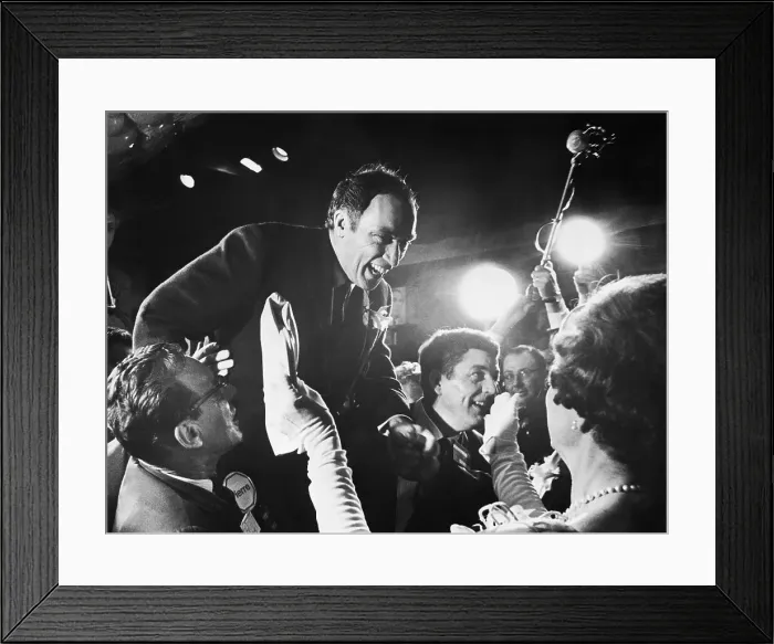 Framed Print : Pierre Trudeau Lifted Into the Air