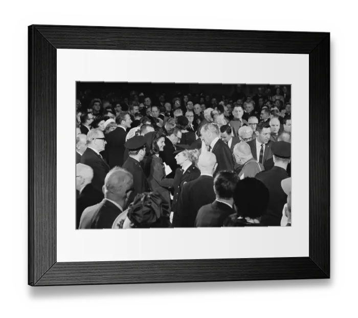 Framed Print : Lyndon B. Johnson Pausing in Crowd to Greet Jacqueline Kennedy Framed Print : Lyndon B. Johnson Pausing in Crowd to Greet Jacqueline Kennedy