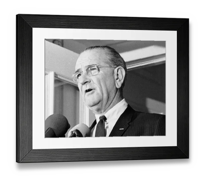 Framed Print : President Lyndon Johnson at a Press Conference Framed Print : President Lyndon Johnson at a Press Conference