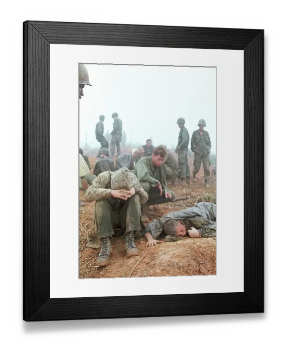 Framed Print : Wounded American Soldiers Await Evacuation in Vietnam Framed Print : Wounded American Soldiers Await Evacuation in Vietnam