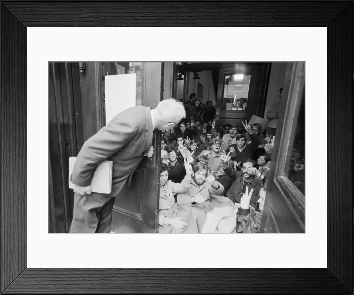 Framed Print : Students Give Peace Sign At Sit-In Framed Print : Students Give Peace Sign At Sit-In