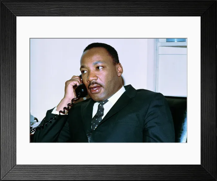 Framed Print : Martin L. King Jr. Conversing by Telephone Framed Print : Martin L. King Jr. Conversing by Telephone