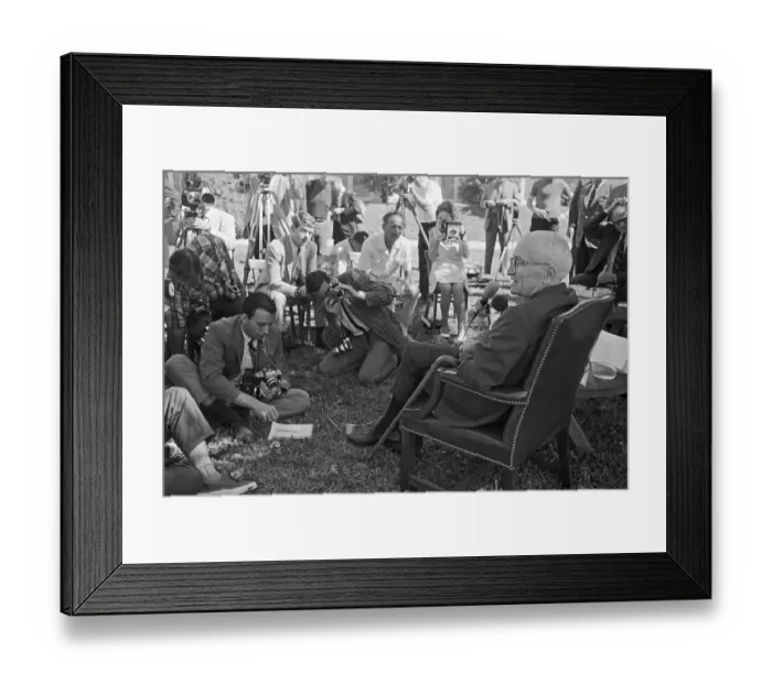Framed Print : Harry Truman Speaking to Newsmen Framed Print : Harry Truman Speaking to Newsmen