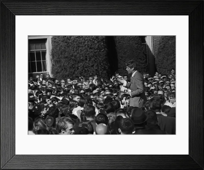Framed Print : Robert F. Kennedy Speaking to Large Crowd Framed Print : Robert F. Kennedy Speaking to Large Crowd