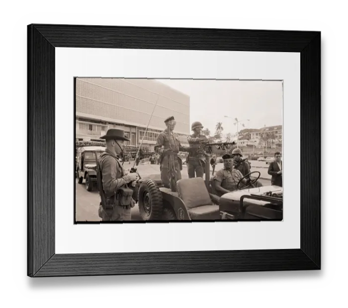 Framed Print : National Guardsmen in Jeep Framed Print : National Guardsmen in Jeep