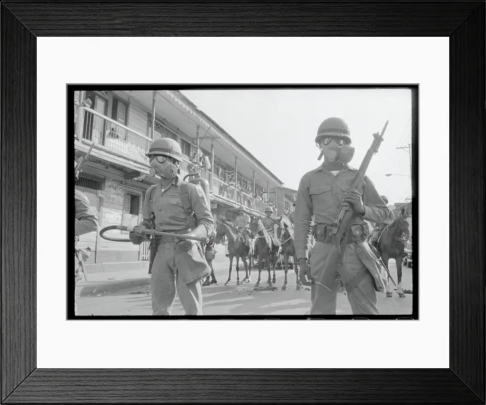 Framed Print : National Guardsmen Patrolling a Street Framed Print : National Guardsmen Patrolling a Street