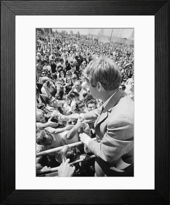 Framed Print : Robert F. Kennedy Shaking Hands During Campaign Framed Print : Robert F. Kennedy Shaking Hands During Campaign