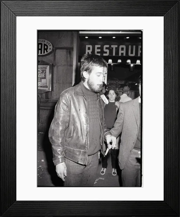 Framed Print : Man Stands with Bloody Head and Lit Cigarette Framed Print : Man Stands with Bloody Head and Lit Cigarette