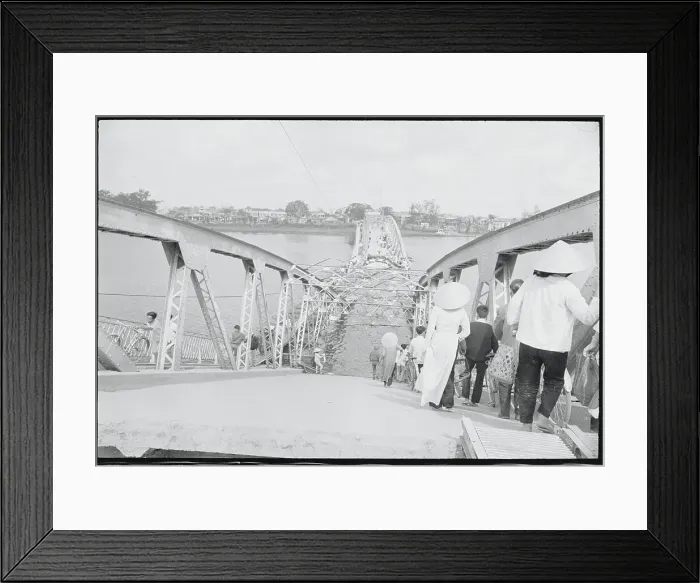 Framed Print : People Crossing a Bridge Framed Print : People Crossing a Bridge