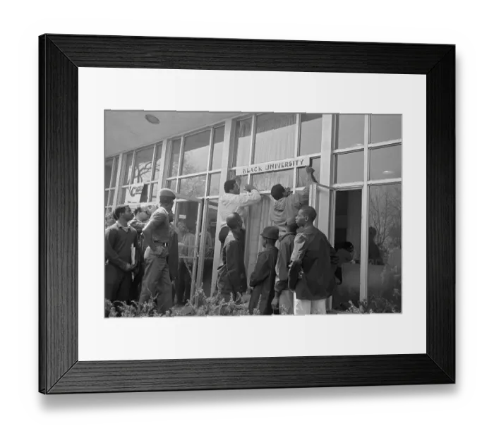 Framed Print : Students Posting a Sign on Door Framed Print : Students Posting a Sign on Door