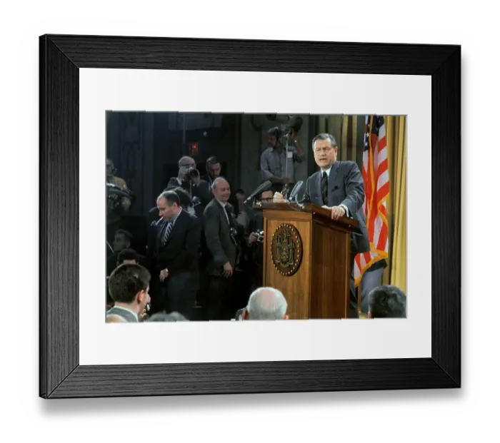 Framed Print : Nelson Rockefeller Speaking at a News Conference Framed Print : Nelson Rockefeller Speaking at a News Conference
