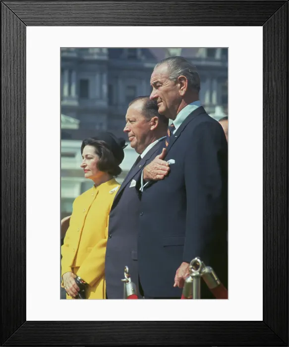 Framed Print : Lyndon Johnson with wife and Alfredo Stroessner
