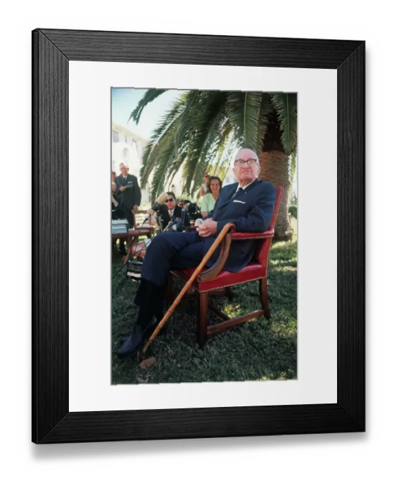 Framed Print : Harry S. Truman Sitting Outside with Press Framed Print : Harry S. Truman Sitting Outside with Press