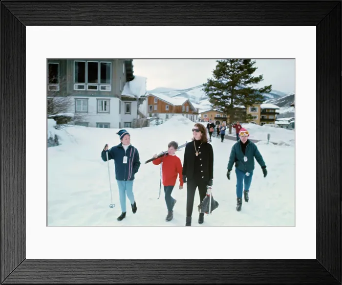 Framed Print : Jackie Kennedy with Her Children Walking in Vail Framed Print : Jackie Kennedy with Her Children Walking in Vail