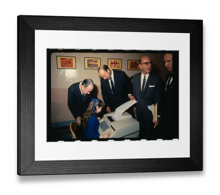 Framed Print : Officials Observing Demonstration of Instruction Terminal Framed Print : Officials Observing Demonstration of Instruction Terminal
