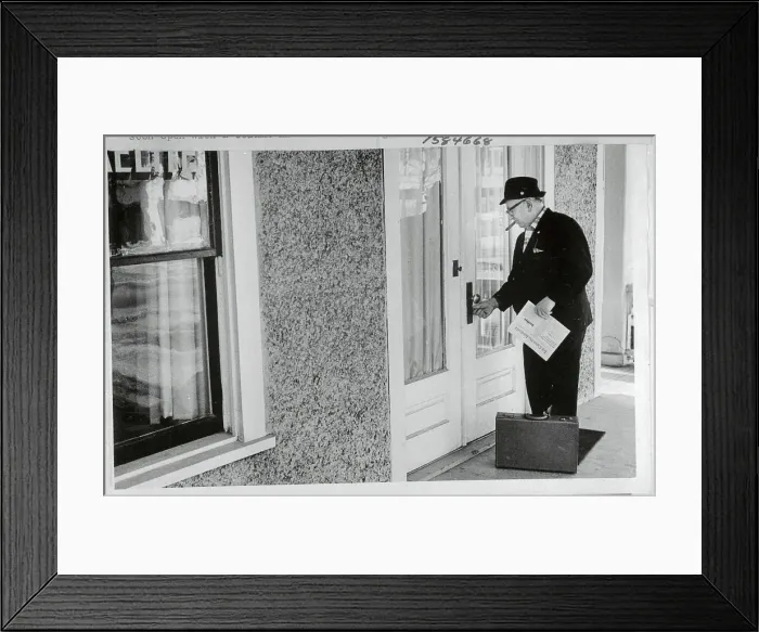 Framed Print : Harry Golden Locking Door with Paper in Hand Framed Print : Harry Golden Locking Door with Paper in Hand