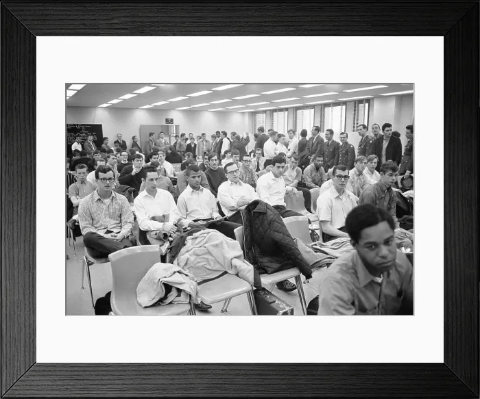 Framed Print : Draftees Seated In Waiting Room Framed Print : Draftees Seated In Waiting Room