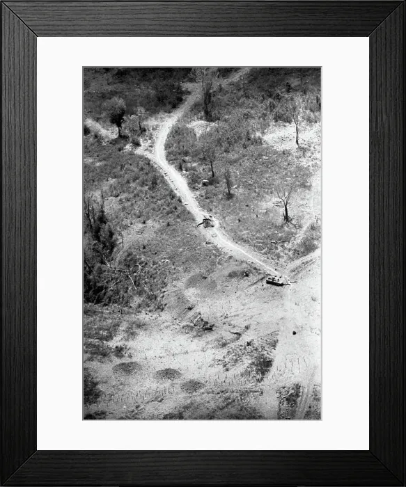 Framed Print : Aerial View of Destroyed Tanks