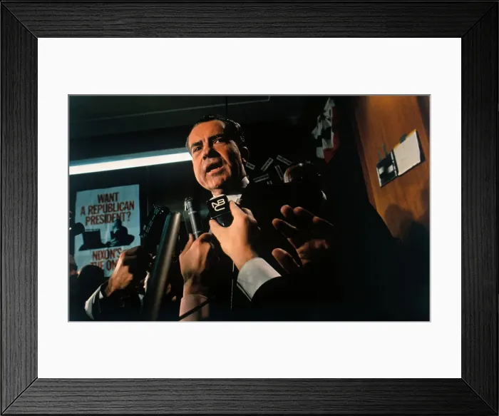 Framed Print : Richard Nixon Speaking to Press Framed Print : Richard Nixon Speaking to Press