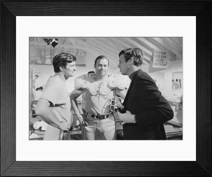 Framed Print : George Plimpton Conferring with Alan Alda on Set Framed Print : George Plimpton Conferring with Alan Alda on Set
