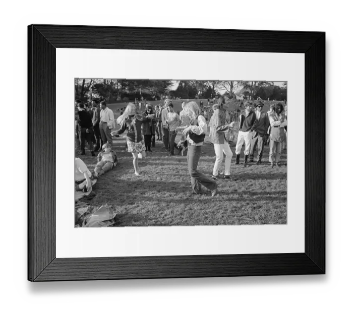 Framed Print : Hippies Dancing on Lawn