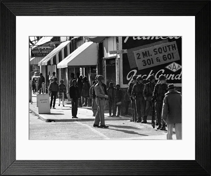 Framed Print : National Guardsmen Patrolling Street Framed Print : National Guardsmen Patrolling Street