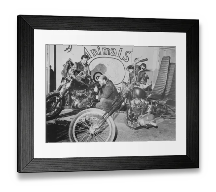Framed Print : Animals Members Working on Motorcycles Framed Print : Animals Members Working on Motorcycles