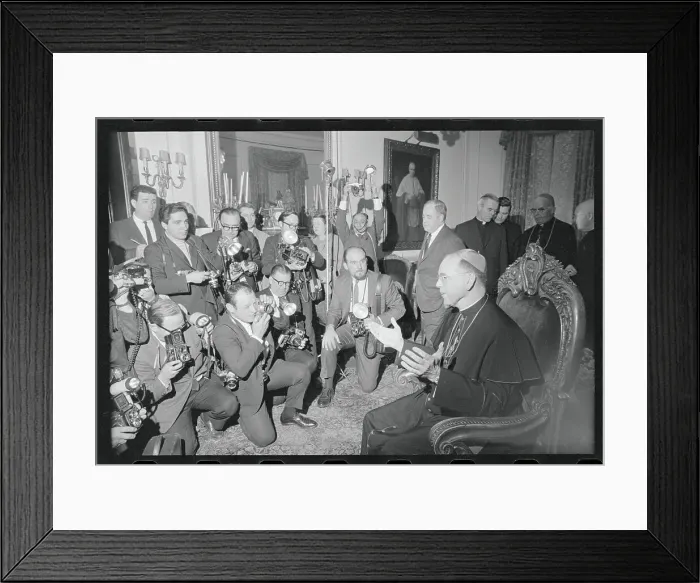 Framed Print : Cardinal Cooke Giving Press Conference Framed Print : Cardinal Cooke Giving Press Conference